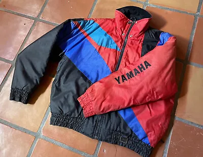 VINTAGE YAMAHA SPORTS WEAR Mens Large 80s 90s Multicolor Zip Up Winter Jacket • $160.18