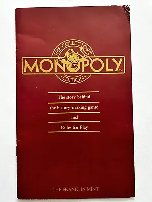 Vintage Franklin Mint Monopoly Collector's Edition - Rule Book • $22