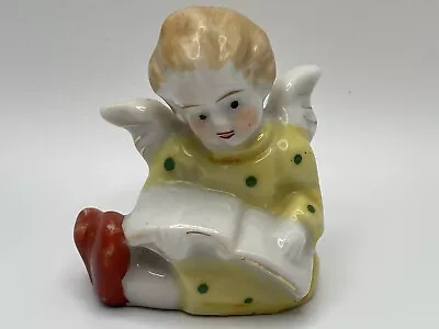 Vintage Occupied Japan Baby Angel Figurine Miniature Cherub Mini Polka Dot Dress • $6.88