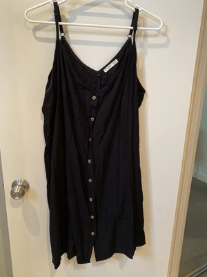 $12 • Buy Cotton On. Black Sundress. Adjustable Straps. Button Up. Size 20
