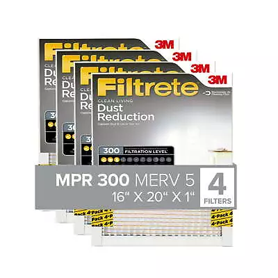 16x20x1 Air Filter MPR 300 MERV 5 Dust Reduction 4 Filters • $18.66