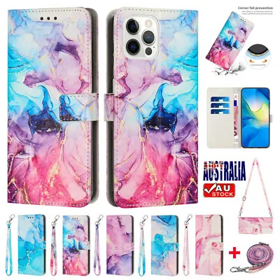 Marble Leather Case Wallet Flip Cover For IPhone 14 13 12 11 Pro Max 876 Plus SE • $14.59
