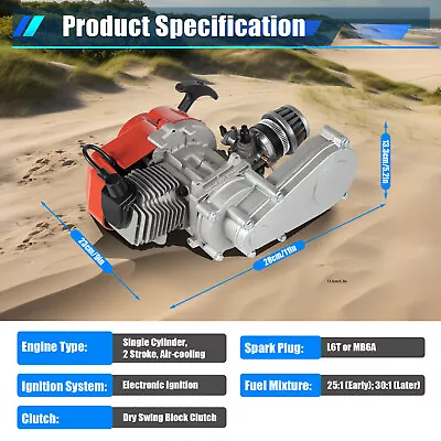 49CC 2Stroke Complete Engine Motor For Mini Pocket Quad Dirt Bike ATV Scooter US • $54.15