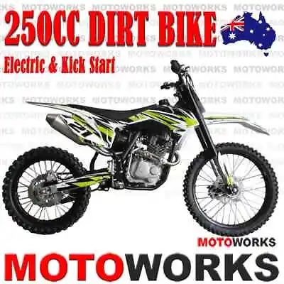 Motoworks 250CC Bigfoot DIRT TRAIL PIT MOTOR 2 WHEELS PRO BIKE Electric Start Gn • $2550