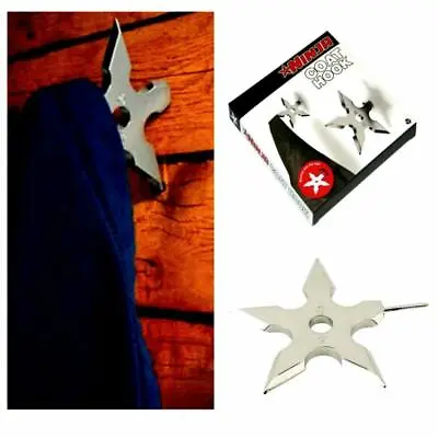 NINJA COAT HOOK Metal Wall Clothes Hanger Shuriken Novelty Throwing Star Dart • $11.95