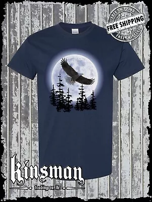 Flying Eagle In Moon T-Shirt Native American Indian Wildlife Trees • $16.95