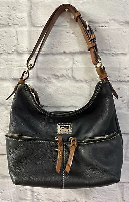 Dooney & Bourke Bag Dillen Double Pocket Hobo Satchel Black Pebbled Leather • $47