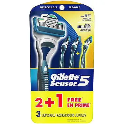 Gillette Sensor5 Men's Disposable Razors Pack Of 2 + 1 Free Bonus Razor • $9.99