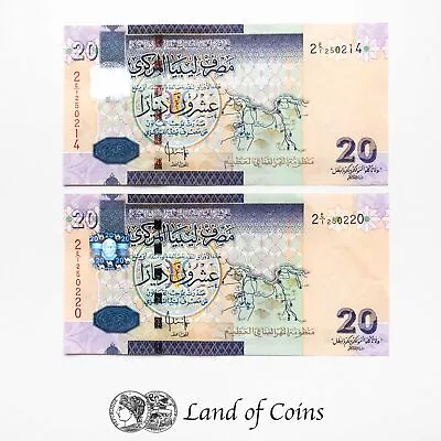 £4.70 • Buy LIBYA: 2 X 20 Libya Dinar Banknotes.