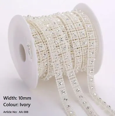 £5.19 • Buy Ivory/White Pearl Bling Diamante Rhinestone Trimming Crafts Sew/Glue On Chain 1M