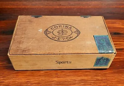 Wooden Cigar Box Corina J.E.Y.CIA SPORTS Cigars & Tax Act 1926 Stamp Dist Of LA • $13.99