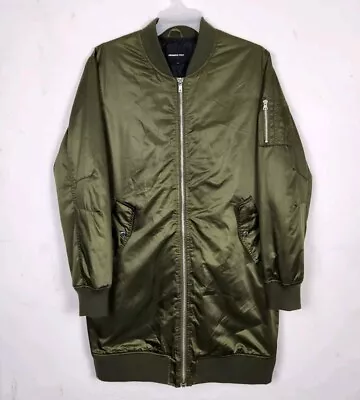 Members Only Long Bomber Jacket XL Men Olive Green Satin • $44.95