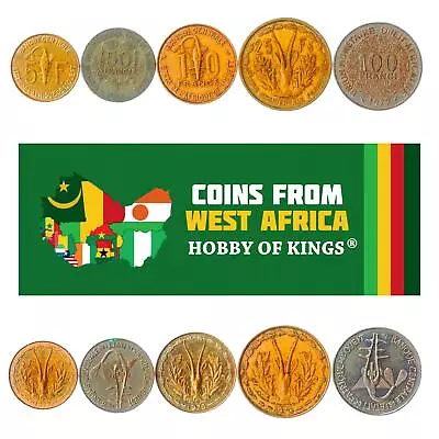 5 Coins From Western African States (fca). 1961-2019. 5-100 Francs. Old Money • $12.78