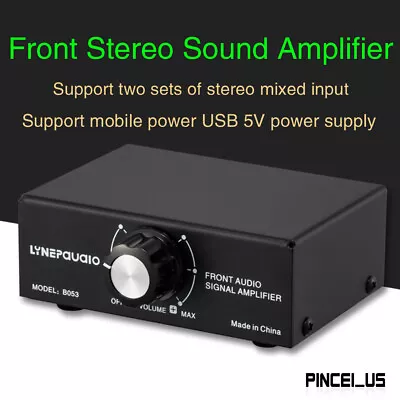 B053 Stereo Preamplifier Front Audio Signal Amplifier Volume Control 2-Way Mixin • $42.99