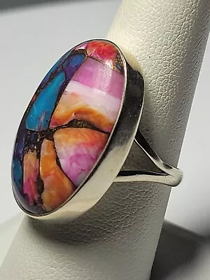 Gorgeous Mohave Turquoise & Sterling Silver Artisan Crafted Statement Ring Sz 8 • $40