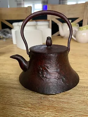 JAPANESE TETSUBIN  BLACK-CAST IRON TEA POT WITH INFUSER SMALL SIZE Horse Design • £79.99