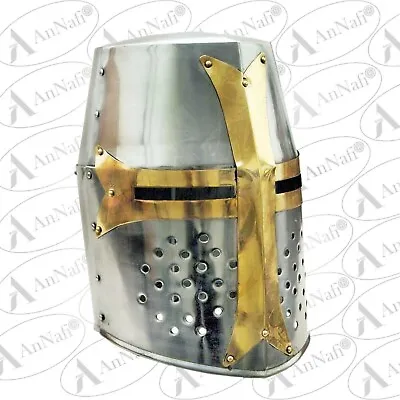 Medieval Knight Armor Crusader New Templar Helmet Helm With Mason's Brass HELMET • £60.25