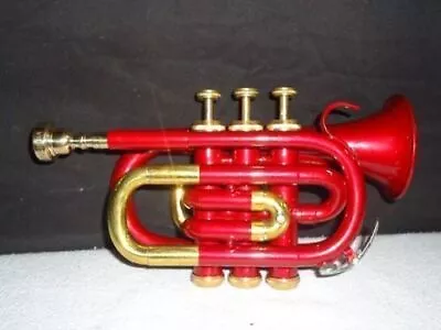 Mini Pocket RED COLOURED BRASS Bb TPOCKET TRUMPET BLACK FRIDAY SALE • $127.49