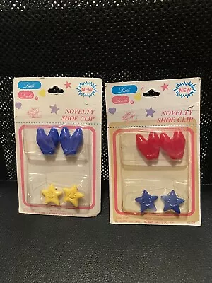 Vintage 2 Packages Novelty Shoe Clips New Old Stock Little Linda Girls Shoes + • $5