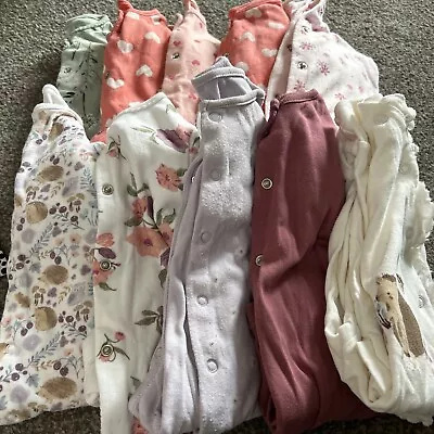 Girls 6-9 Month Baby Grow Bundle X10 Baby Grows Clothes • £9