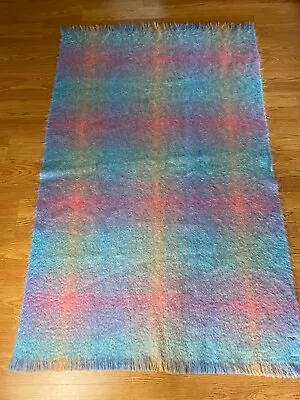 Vintage Colorful Mohair Andrew Stewart Throw Blanket 6ft • $49.99