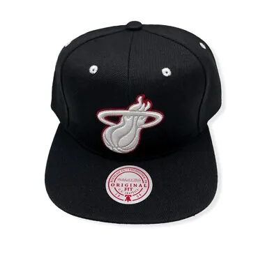 Mitchell & Ness Miami Heat White Popz Black Adjustable Snapback Hat Cap • $34.99
