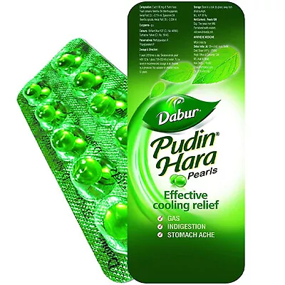 100 Dabur Pudin Hara Stomach Gas Pills Acidity Pearls Relief Active Indigest FS • $10.44