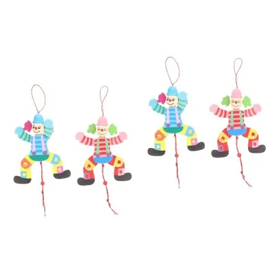  4 Pcs Wood Pull Line Clown Toy Marionette Puppet Hand Puppets For Kids • £13.15