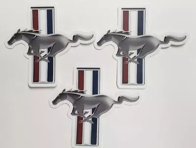 Decal - Mustang Tri-Bar Horse Logo 3  * 3-Pack * Ships FREE To USA! Exclusive 😎 • $12