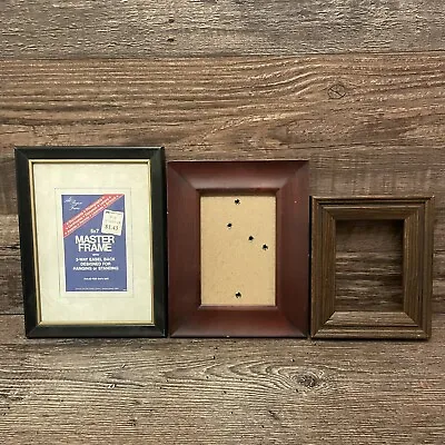 Wooden Picture Frames Black Gold Gilt Lot Of 3 Small Frame 5x7 4x3 Vintage • $14.55