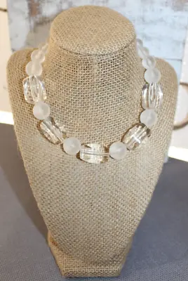 Vintage Western Germany Necklace Large Clear & Frosted Beads 16  • $14.99