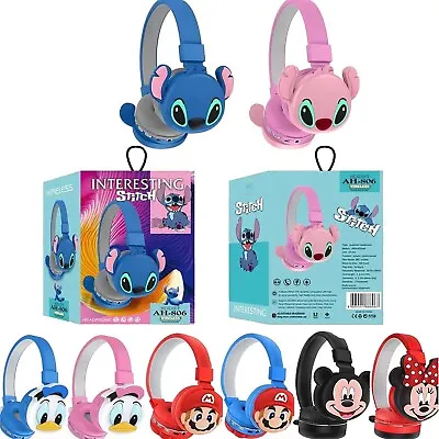 Cartoon Wireless Bluetooth Headphones HIFI Stereo Sound Plush Headsets With Mic • $14.44