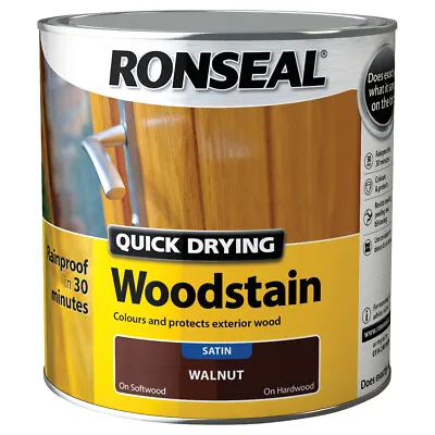 Ronseal Quick Drying Exterior Woodstain  - All Colours Finishes And Sizes • £12.47