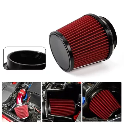 Red 4inch/100mm High Flow Inlet Cold Air Intake Cone Replacement Dry Air Filter • $20.88