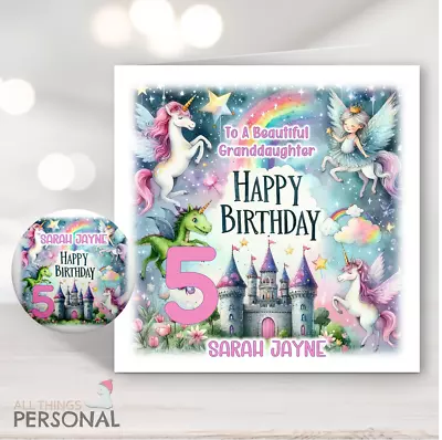 Girls Unicorn Birthday Card Personalised Daughter Granddaughter 4th 5th 6th 7th • £2.99