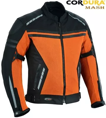 Mens Orange Air Vent Technology Mesh Summer Motorbike Motorcycle Textile Jacket • $63.13