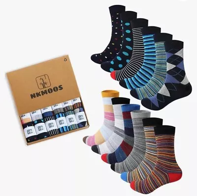 12 Pairs Men's Funky Fancy Design Colorful Premium Quality Dress Socks 10-13 • $28.79