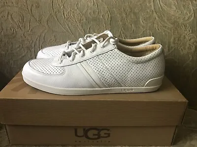UGG Men White Low Lace Up Casual Perforated Leather Sneakers Size 11 NEW • $125