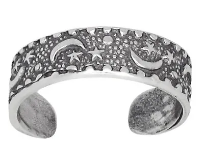 Sterling Silver .925 Moon And Stars Toe Ring Adjustable Size Solid | Made In USA • $9.99