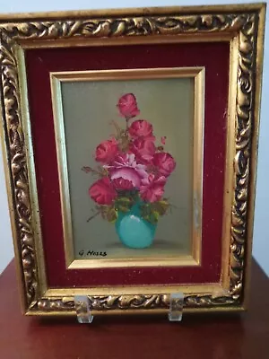 Floral Framed Oil Painting Signed G. Moses • $89.99