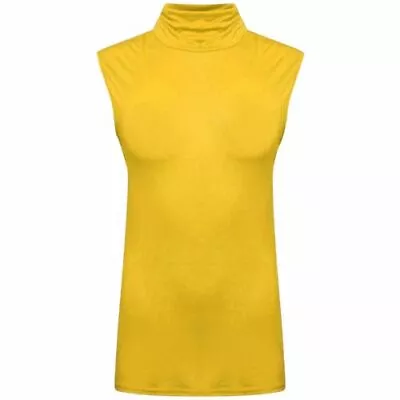 Ladies Sleeveless Turtle Polo Neck Top Womans Plain Roll Neck Top Jumper 8-26 • £5.97