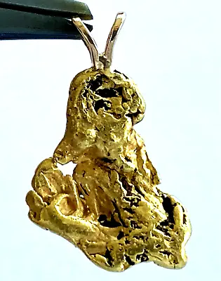 Solid Yellow Gold Natural Nugget 24K Pure Unique Charm Pendant • $450
