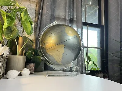 Rare 1970s Vintage Replogle Diamond Marquise Globe In Lucite Stand MCM • $325