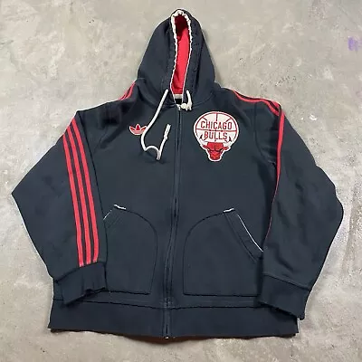 Chicago Bulls Adidas Full Zip Hoodie L Men’s Sweatshirt Vintage Y2K Trefoil • $19.99