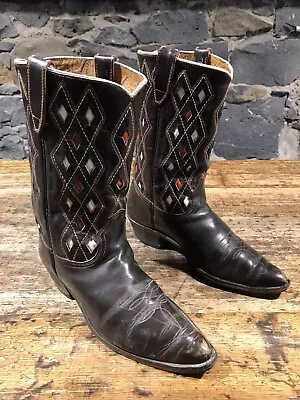 Acme Boot Co RARE Mens Black Fancy Western Vintage Cowboy Boots USA Size 9D • $1100