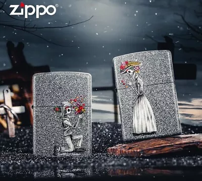 $109.95 • Buy Zippo Lighter Iron Stone Couple 2 Tale Of Love Lighters Gift Boxed 100% Genuine