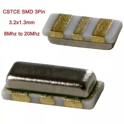 CSTCE SMD 3Pin Crystal Oscillator Ceramics Resonator 3.2x1.3mm 8Mhz To 20Mhz • £1.68