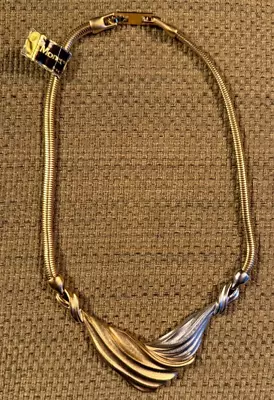 VTG Monet Snakebone Goldtone Chain Accented With Goldtone & Silver Swirl Design • $29.99