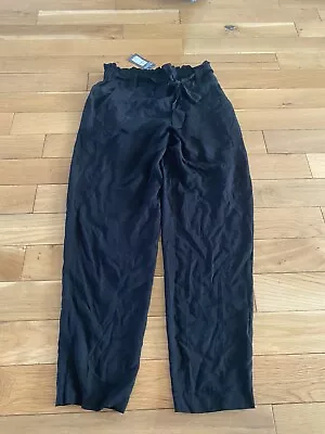 £7 • Buy Primark Size 10 Trousers Black Work Smart Peg Leg Tapered Chinos Paper Bag Waist