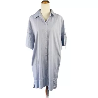 Victoria Victoria Beckham Pinstripe Shirt Dress Blue White 10 Women’s • $57.79